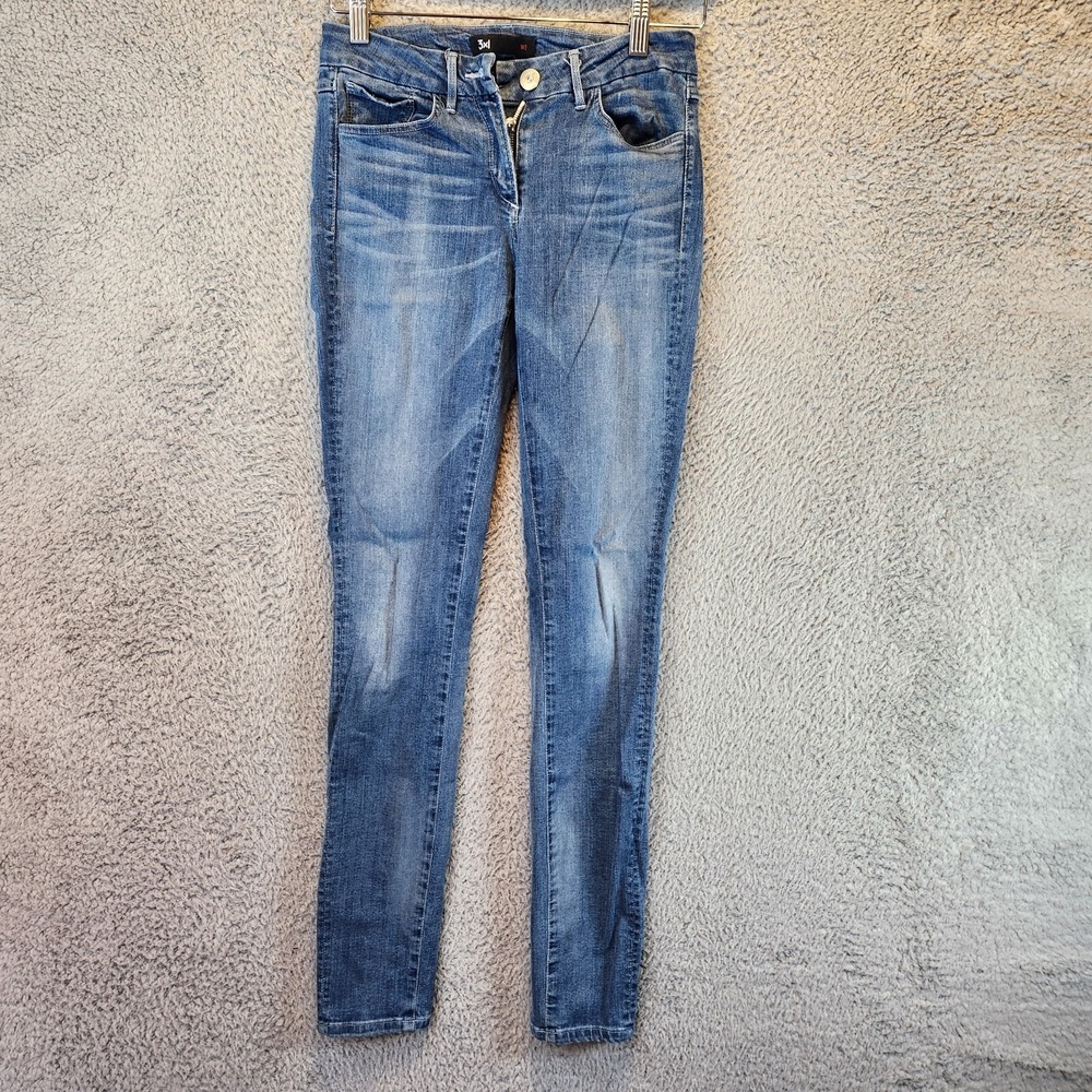 3 x 1 Jeans Womens 26‎ Blue Denim Cotton Low Rise Skinny Leg 5 Pockets Zip Fly